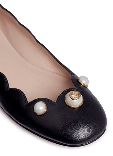 gucci flats with pearls